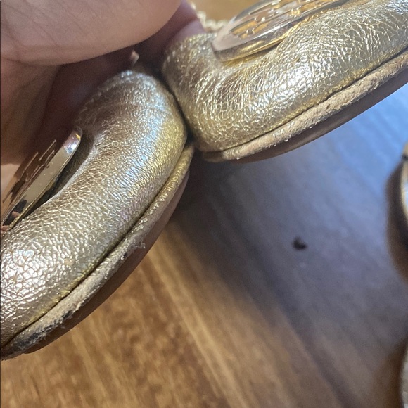 Tory Burch set-Metallic Gold Flats with Medallion and sandals. - Picture 6 of 14